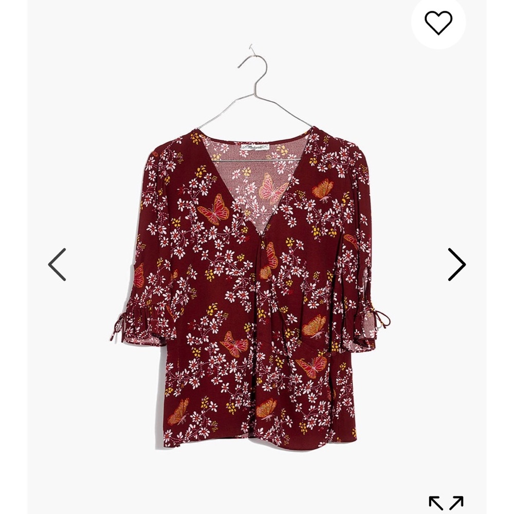 Madewell Tie-Sleeve Wrap Top, Butterfly Sanctuary